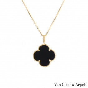 Van Cleef & Arpels Yellow Gold Onyx Magic Alhambra Necklace VCARO49M00